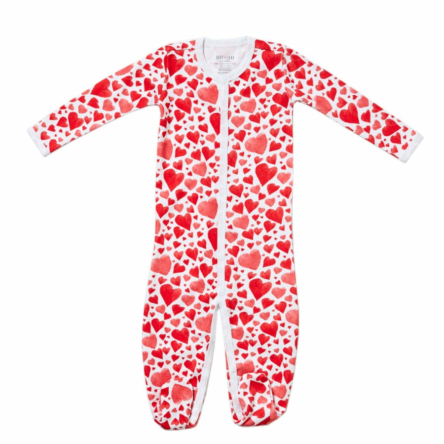 Clothing & Accessories HART + LAND | Baby/Toddler Organic Pima Cotton Footed Bodysuit Pj - All You Need Is Love