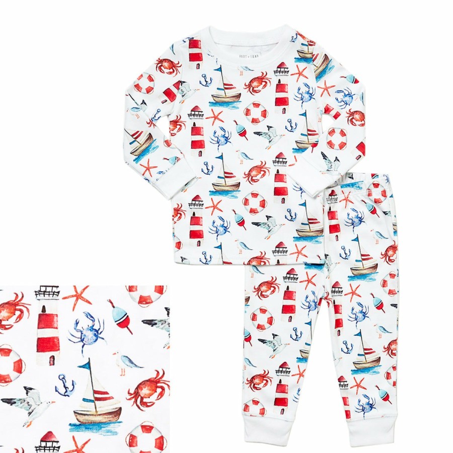 Clothing & Accessories HART + LAND | Toddler/Big Kid Organic Pima Cotton Pj Set- Out To Sea