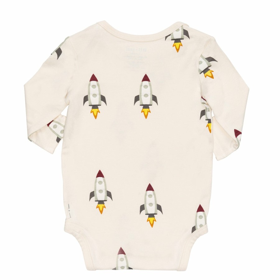 Clothing & Accessories HART + LAND Onesies & Rompers | Baby/Toddler Bamboo Long Sleeve Lap Shoulder Bodysuit- Rockets