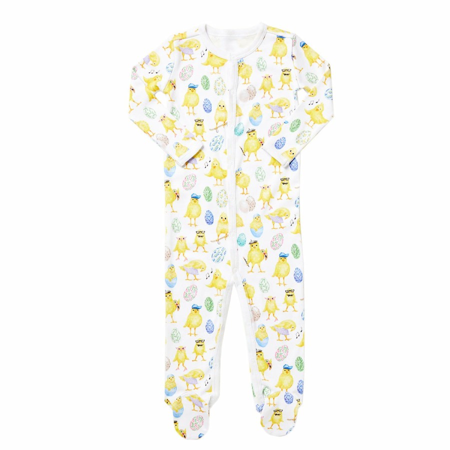 Clothing & Accessories HART + LAND | Baby/Toddler Organic Pima Cotton Footed Bodysuit Pj - Easter Chicks