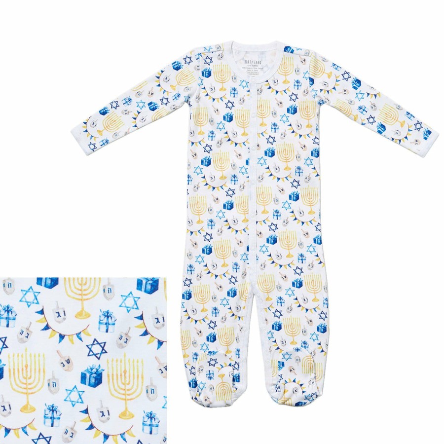 Clothing & Accessories HART + LAND | Baby/Toddler Organic Pima Cotton Footed Bodysuit Pj - Hanukkah