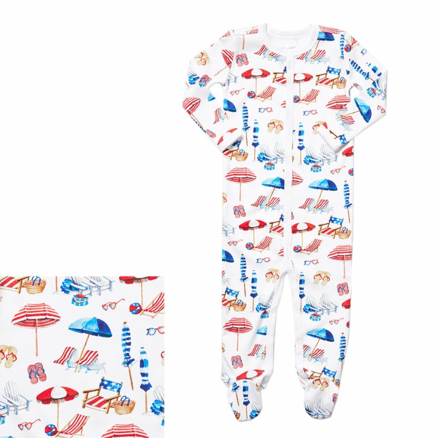 Clothing & Accessories HART + LAND | Baby/Toddler Organic Pima Cotton Footed Bodysuit Pj - At The Beach