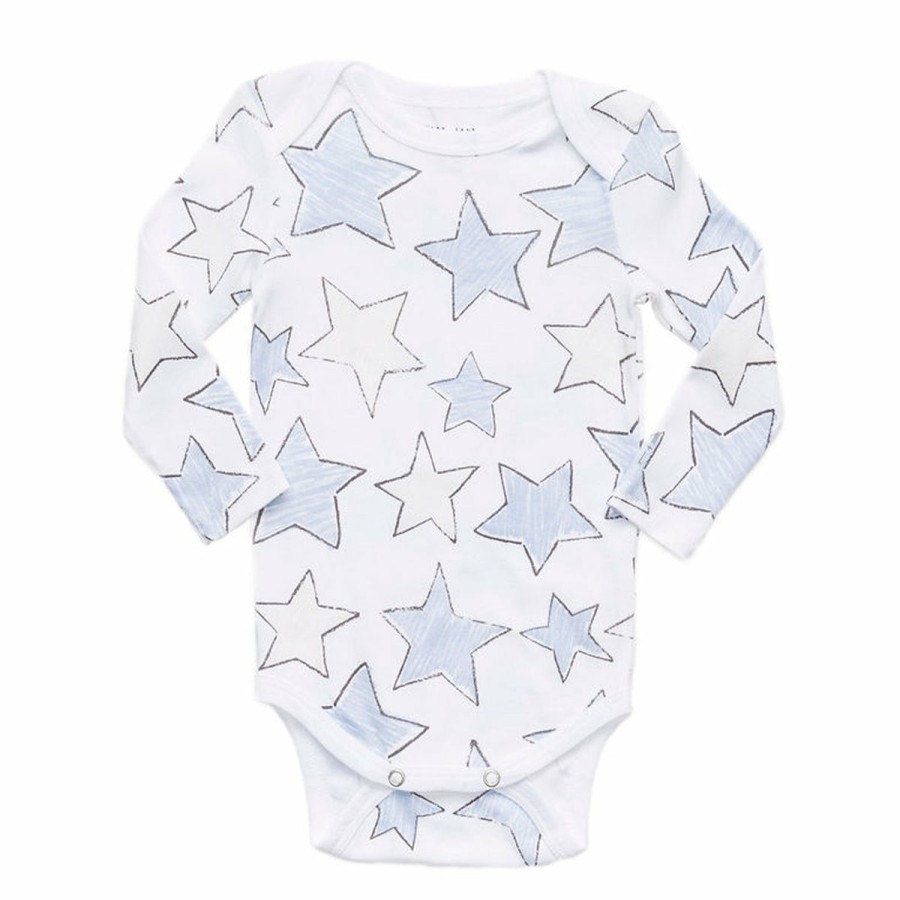 Clothing & Accessories HART + LAND Onesies & Rompers | Baby/Toddler Organic Long Sleeve Lap Shoulder Bodysuit - Large Star