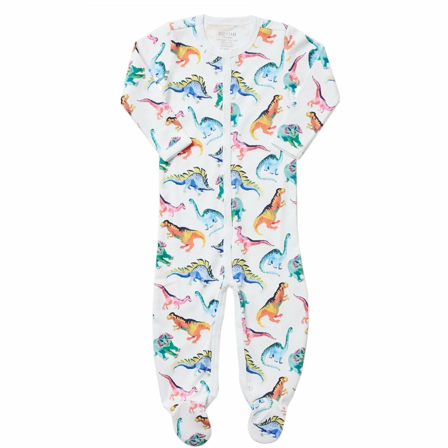 Clothing & Accessories HART + LAND | Baby/Toddler Organic Pima Cotton Footed Bodysuit Pj - Dinosaur Friends