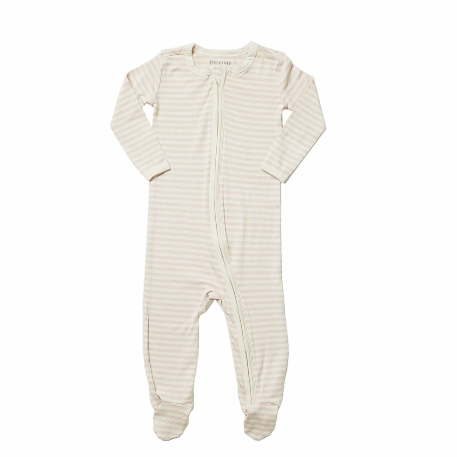 Clothing & Accessories HART + LAND Pajamas | Baby/Toddler Bamboo Zip Footed Bodysuit- Simple Stripe