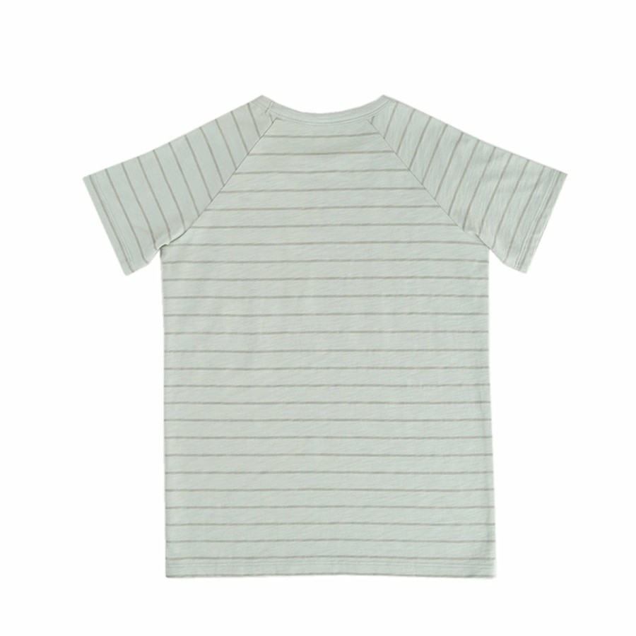 Clothing & Accessories HART + LAND Tops | Toddler/Big Kid Organic Boy'S Short Sleeve Raglan Pocket Tee- Stripe