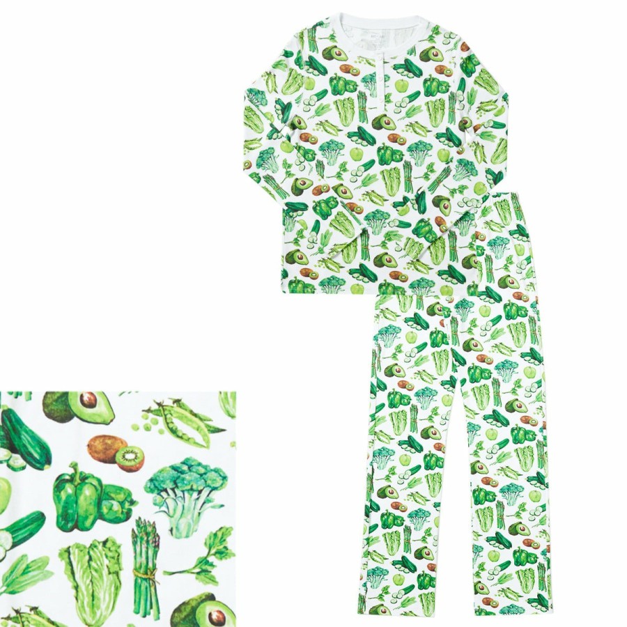 Clothing & Accessories HART + LAND | Women'S Organic Pima Cotton Pj Set - Eat Your Greens