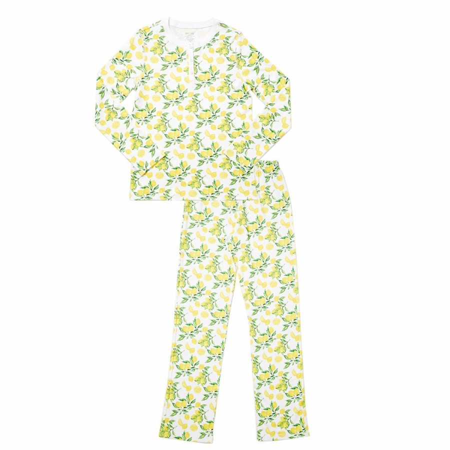 Clothing & Accessories HART + LAND | Women'S Organic Pima Cotton Pj Set- Lemon Zest