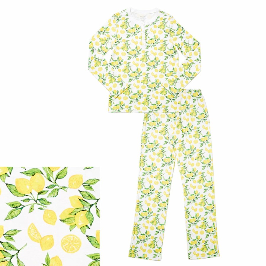 Clothing & Accessories HART + LAND | Women'S Organic Pima Cotton Pj Set- Lemon Zest