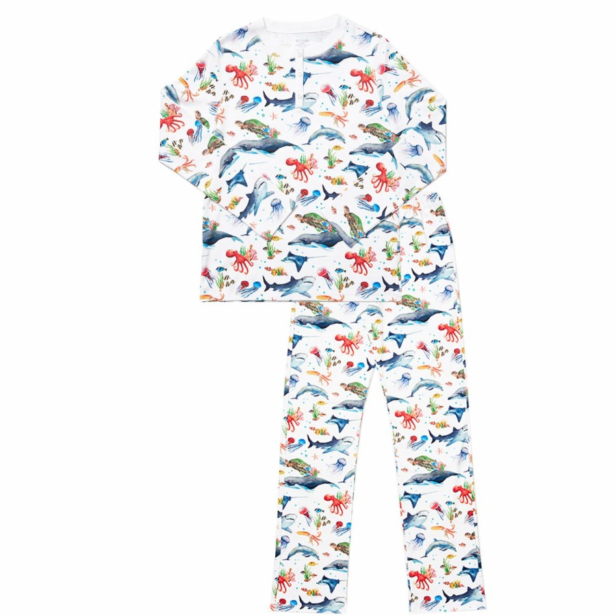 Clothing & Accessories HART + LAND | Women'S Organic Pima Cotton Pj Set - Under The Sea