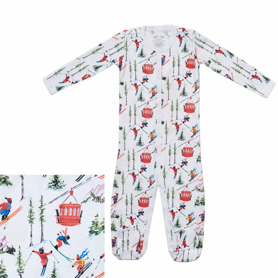 Clothing & Accessories HART + LAND | Baby/Toddler Organic Pima Cotton Footed Bodysuit Pj - Skiers