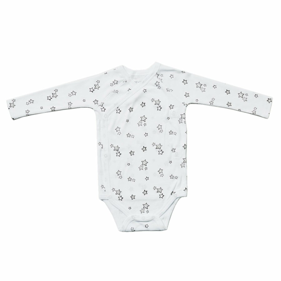 Clothing & Accessories HART + LAND Onesies & Rompers | Baby/Toddler Organic Long Sleeve Kimono Bodysuit- Galaxy Stars