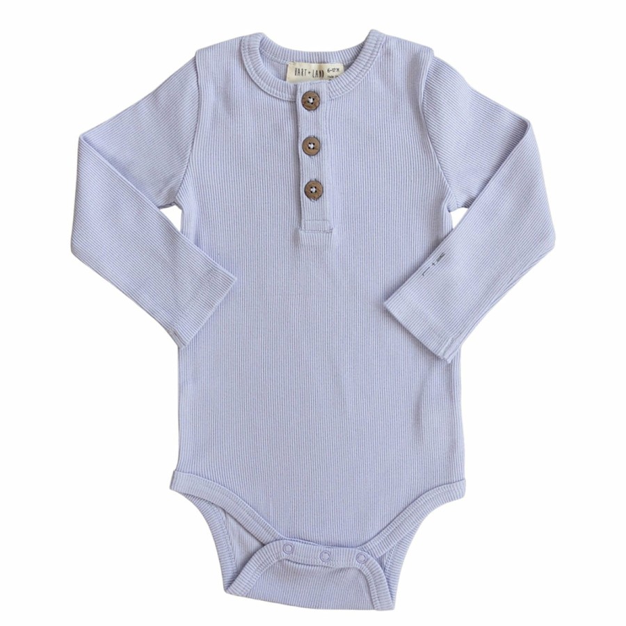 Clothing & Accessories HART + LAND Onesies & Rompers | Baby/Toddler Organic Ribbed Long Sleeve Henley Bodysuit