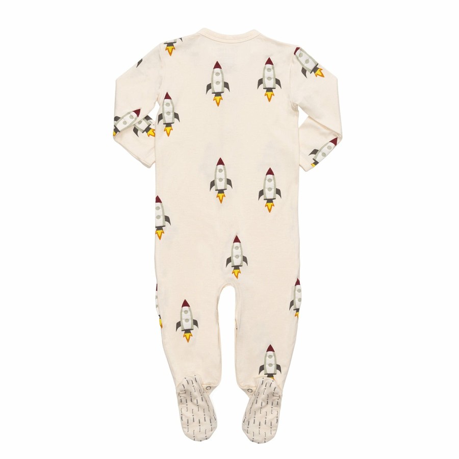 Clothing & Accessories HART + LAND Pajamas | Baby/Toddler Bamboo Footed Bodysuit- Rockets