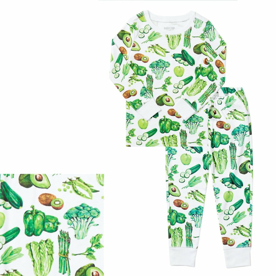 Clothing & Accessories HART + LAND | Toddler/Big Kid Organic Pima Cotton Pj Set - Eat Your Greens