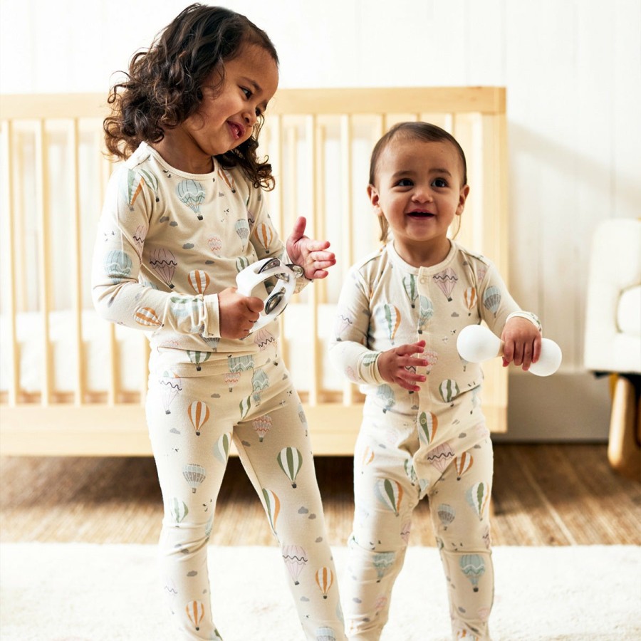 Clothing & Accessories HART + LAND Bottoms | Baby/Toddler/Big Kid Bamboo Legging- Hot Air Balloons