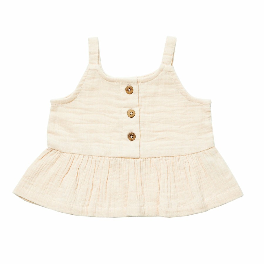 Clothing & Accessories HART + LAND Tops | Baby/Toddler/Big Kid Organic Solid Muslin Button Tank Top