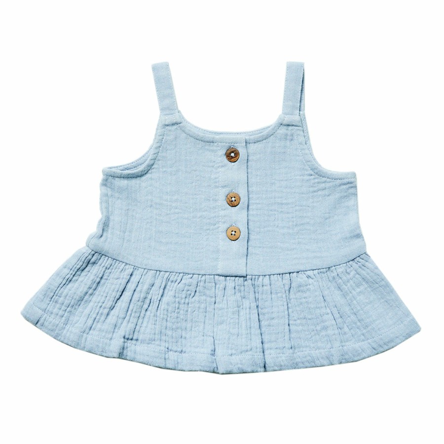 Clothing & Accessories HART + LAND Tops | Baby/Toddler/Big Kid Organic Solid Muslin Button Tank Top