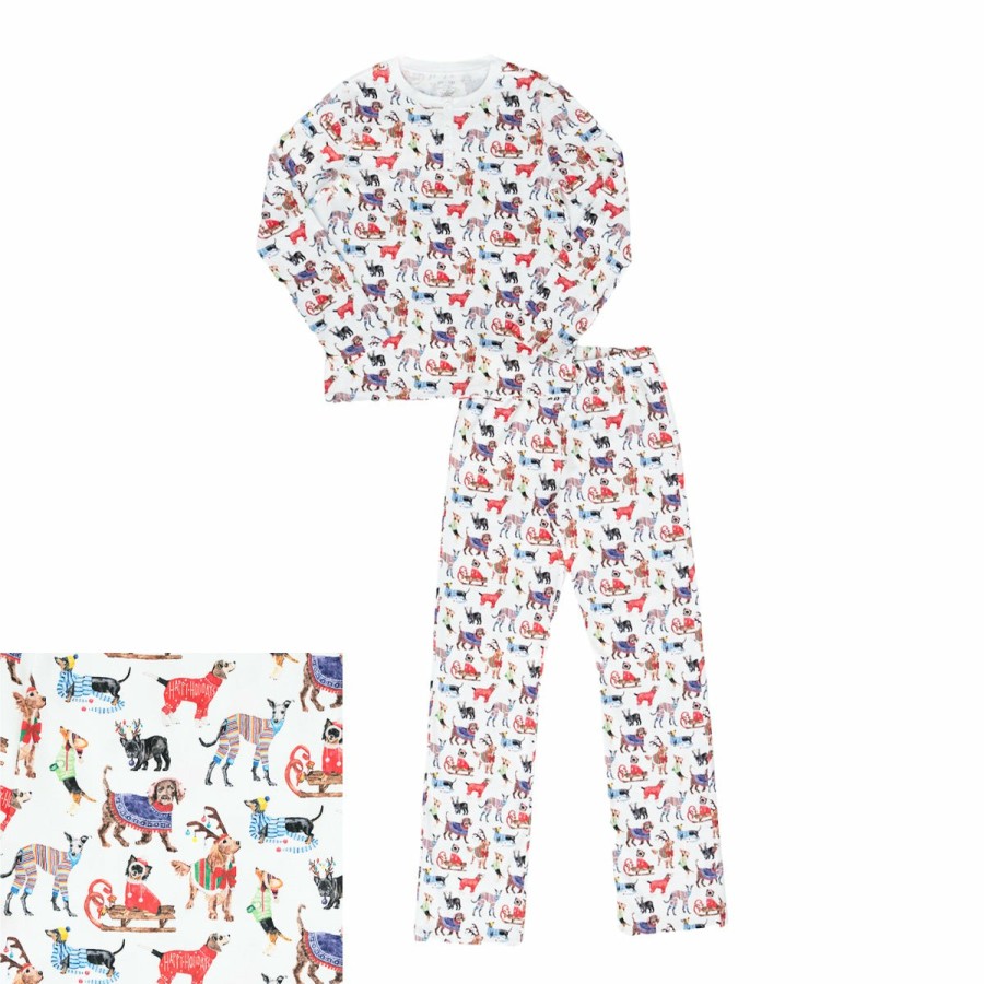 Clothing & Accessories HART + LAND | Women'S Organic Pima Cotton Pj Set - Holiday Pups