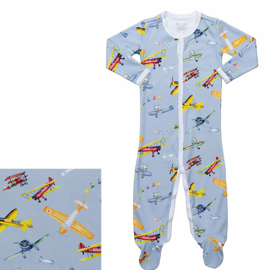 Clothing & Accessories HART + LAND | Baby/Toddler Pima Cotton Footed Bodysuit Pj - Fly Away