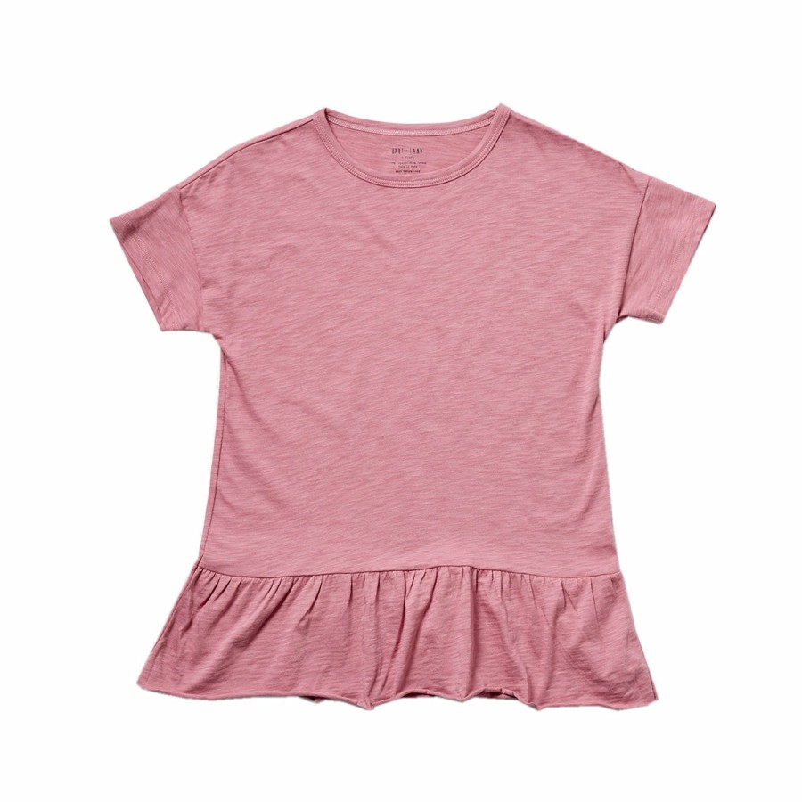 Clothing & Accessories HART + LAND Tops | Toddler/Big Kid Organic Girl'S Solid Peplum Tee