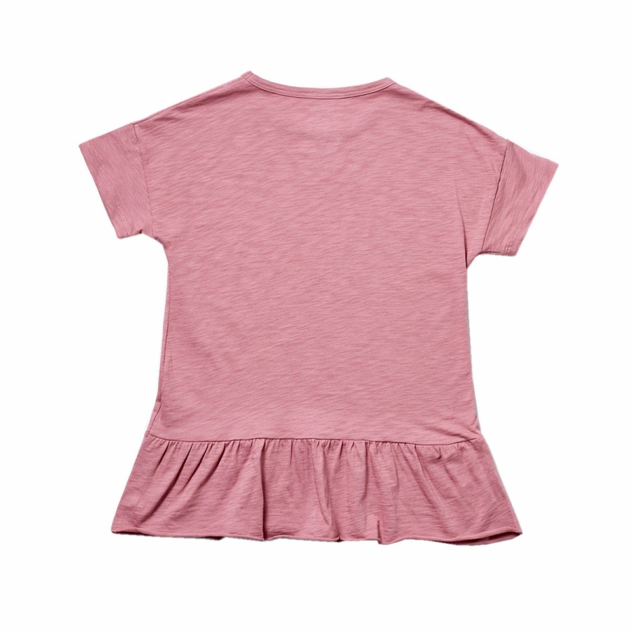 Clothing & Accessories HART + LAND Tops | Toddler/Big Kid Organic Girl'S Solid Peplum Tee