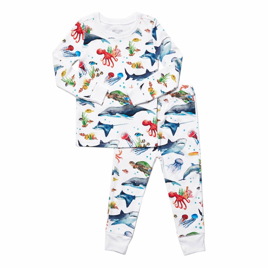 Clothing & Accessories HART + LAND | Toddler/Big Kid Organic Pima Cotton Pj Set - Under The Sea