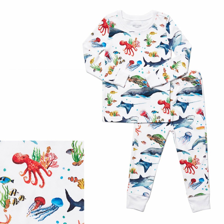 Clothing & Accessories HART + LAND | Toddler/Big Kid Organic Pima Cotton Pj Set - Under The Sea