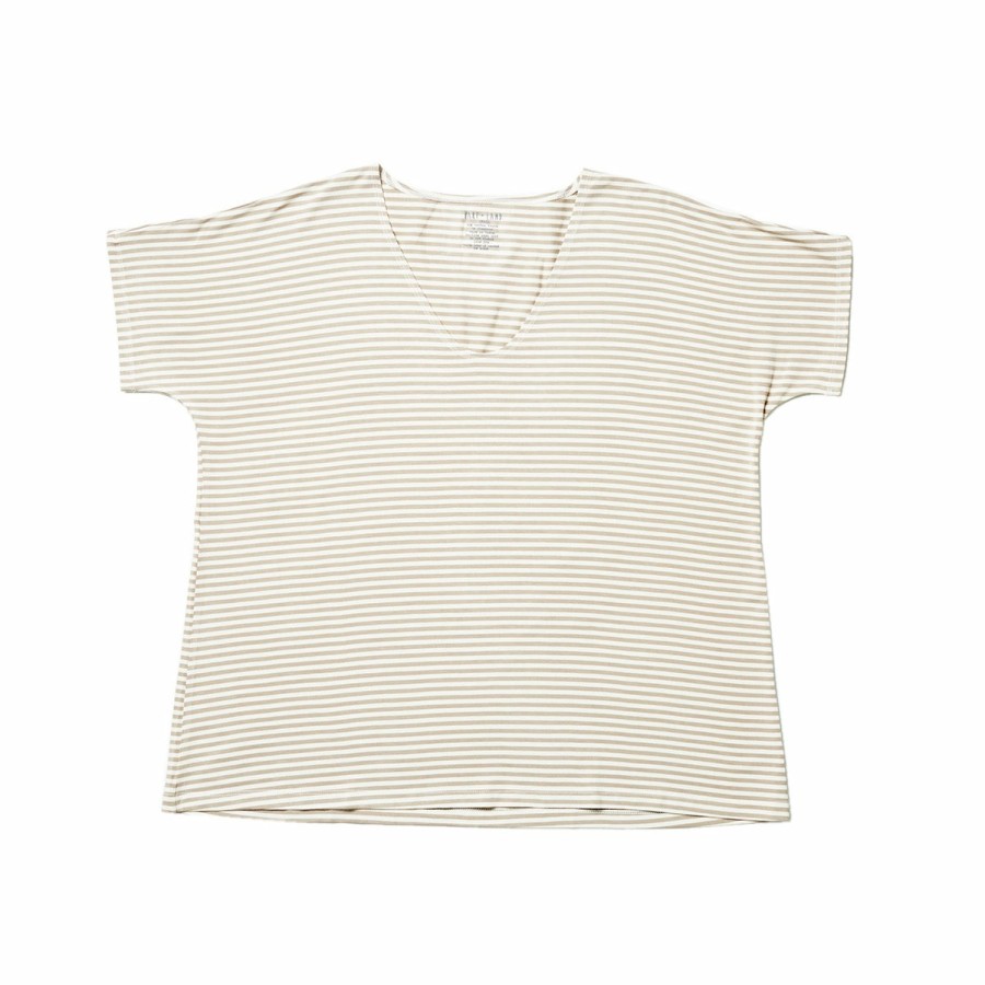 Clothing & Accessories HART + LAND Pajamas & Loungewear | Women'S Bamboo Short Sleeve Top- Simple Stripe