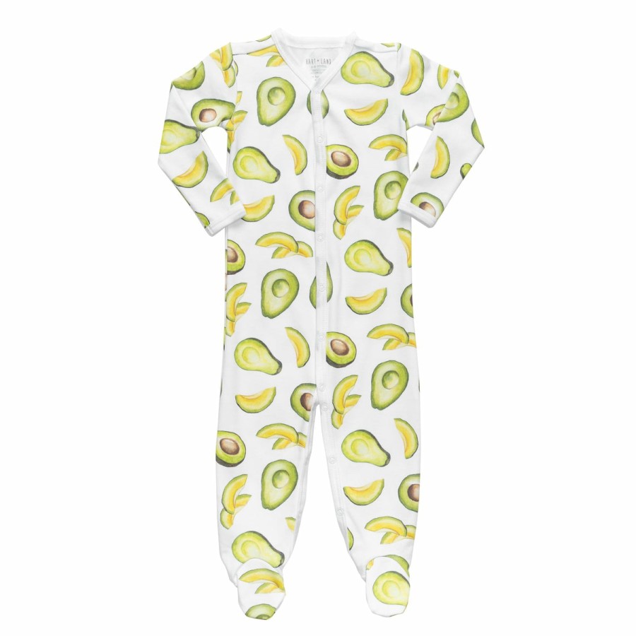 Clothing & Accessories HART + LAND | Baby/Toddler Pima Cotton Footed Bodysuit Pj - Avocados