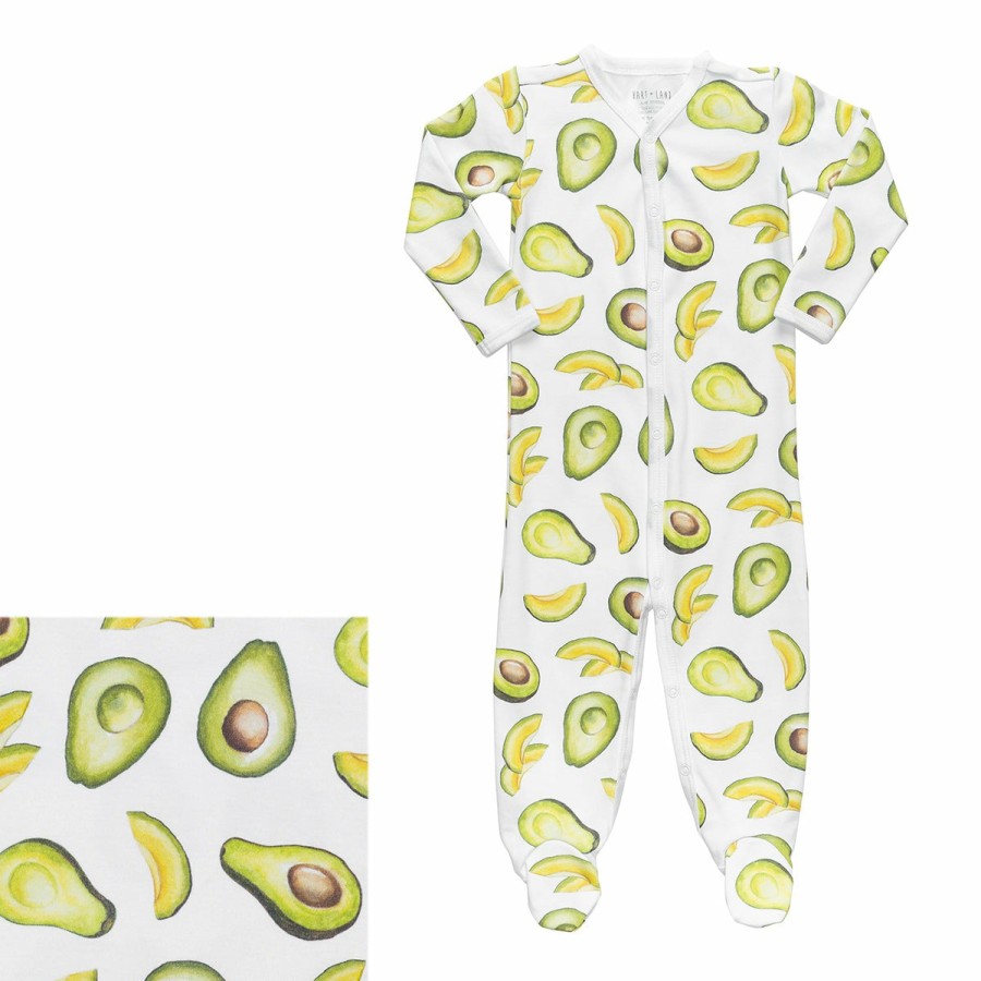 Clothing & Accessories HART + LAND | Baby/Toddler Pima Cotton Footed Bodysuit Pj - Avocados