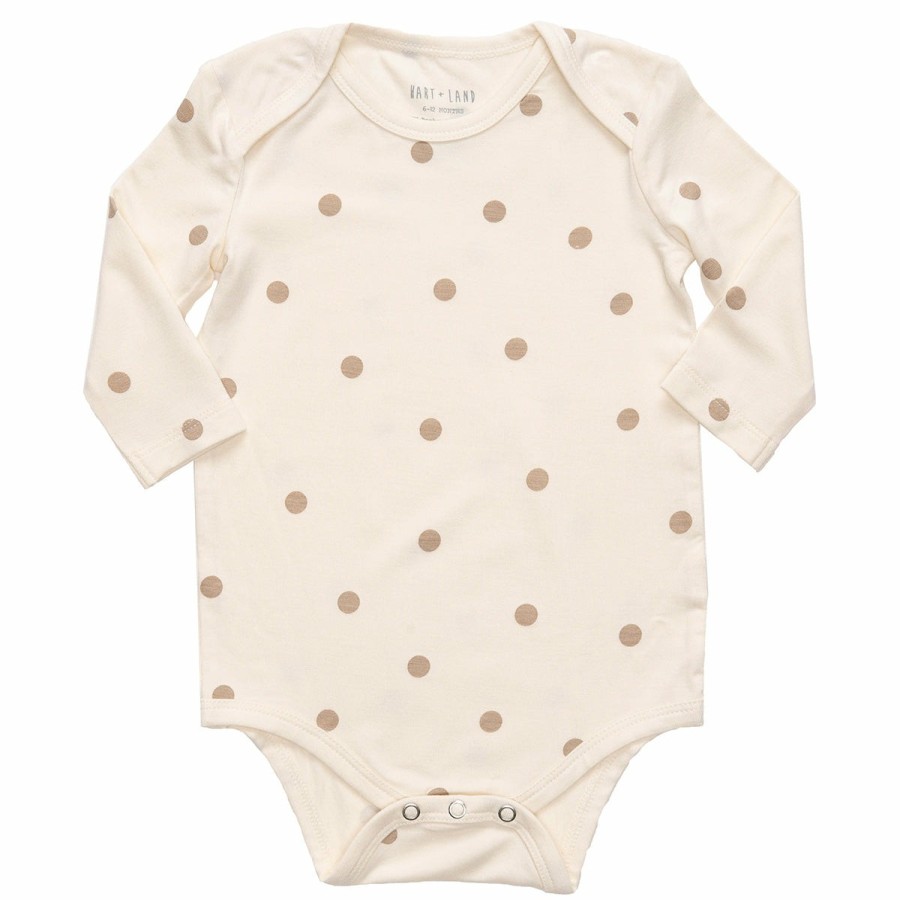 Clothing & Accessories HART + LAND Onesies & Rompers | Baby/Toddler Bamboo Long Sleeve Lap Shoulder Bodysuit- Polka Dots