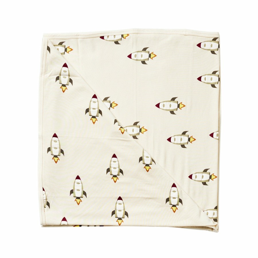 Home HART + LAND | Bamboo Swaddle Blanket- Rockets