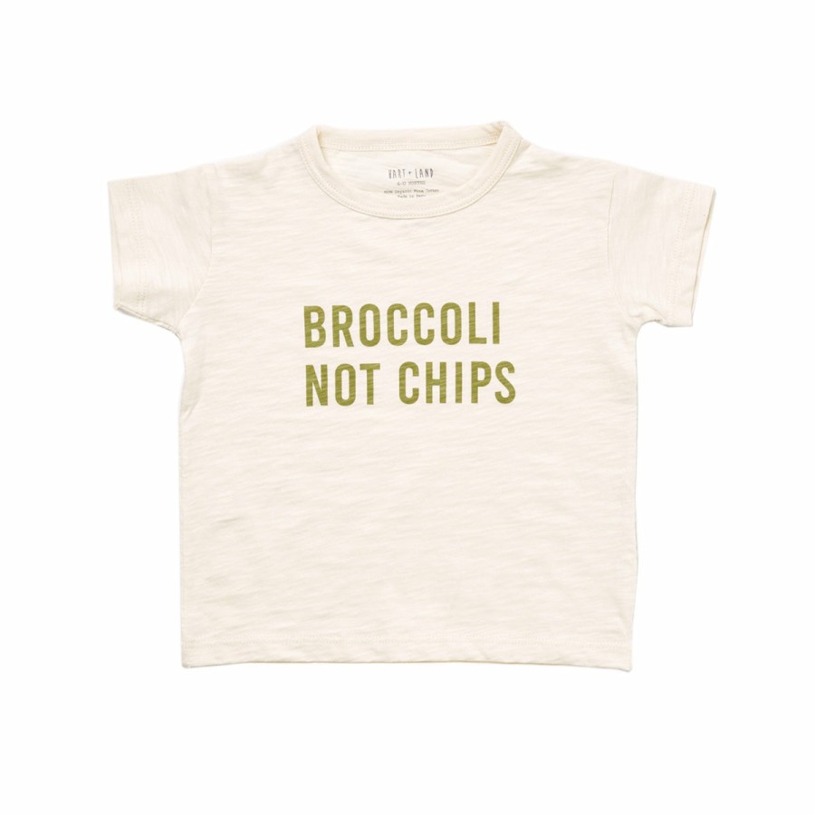 Clothing & Accessories HART + LAND Tops | Baby/Toddler/Big Kid Organic Short Sleeve Graphic Tee- Broccoli Not Chips