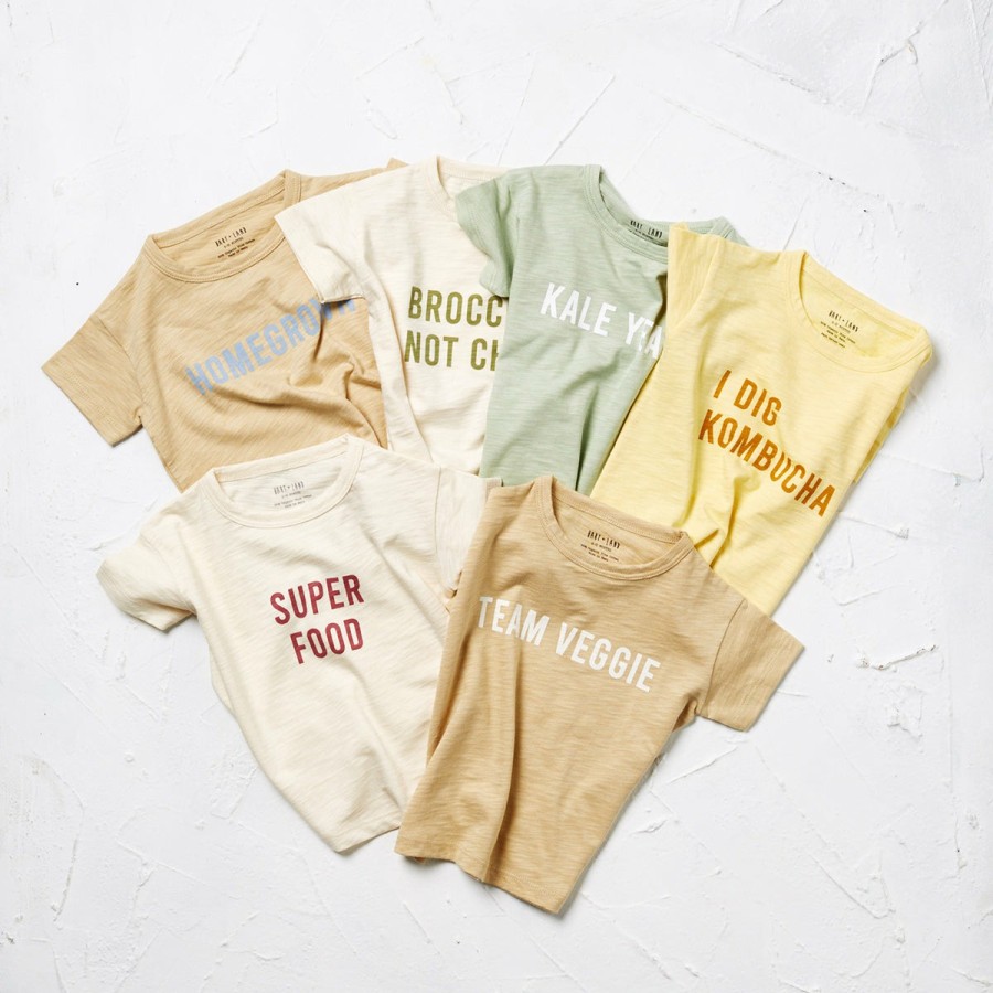 Clothing & Accessories HART + LAND Tops | Baby/Toddler/Big Kid Organic Short Sleeve Graphic Tee- Broccoli Not Chips