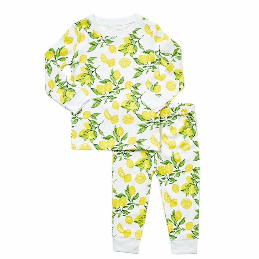 Clothing & Accessories HART + LAND Pajamas | Toddler/Big Kid Organic Pima Cotton Pj Set- Lemon Zest