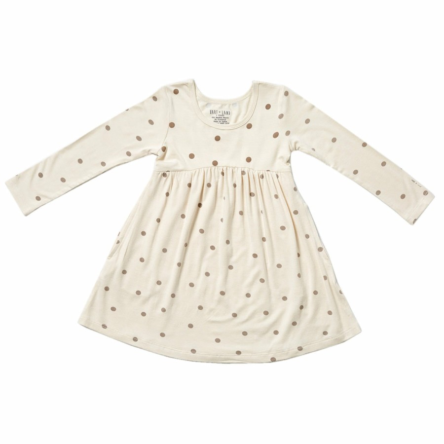 Clothing & Accessories HART + LAND Dresses & Bubbles | Toddler/Big Kid Bamboo Long Sleeve Dress- Polka Dots