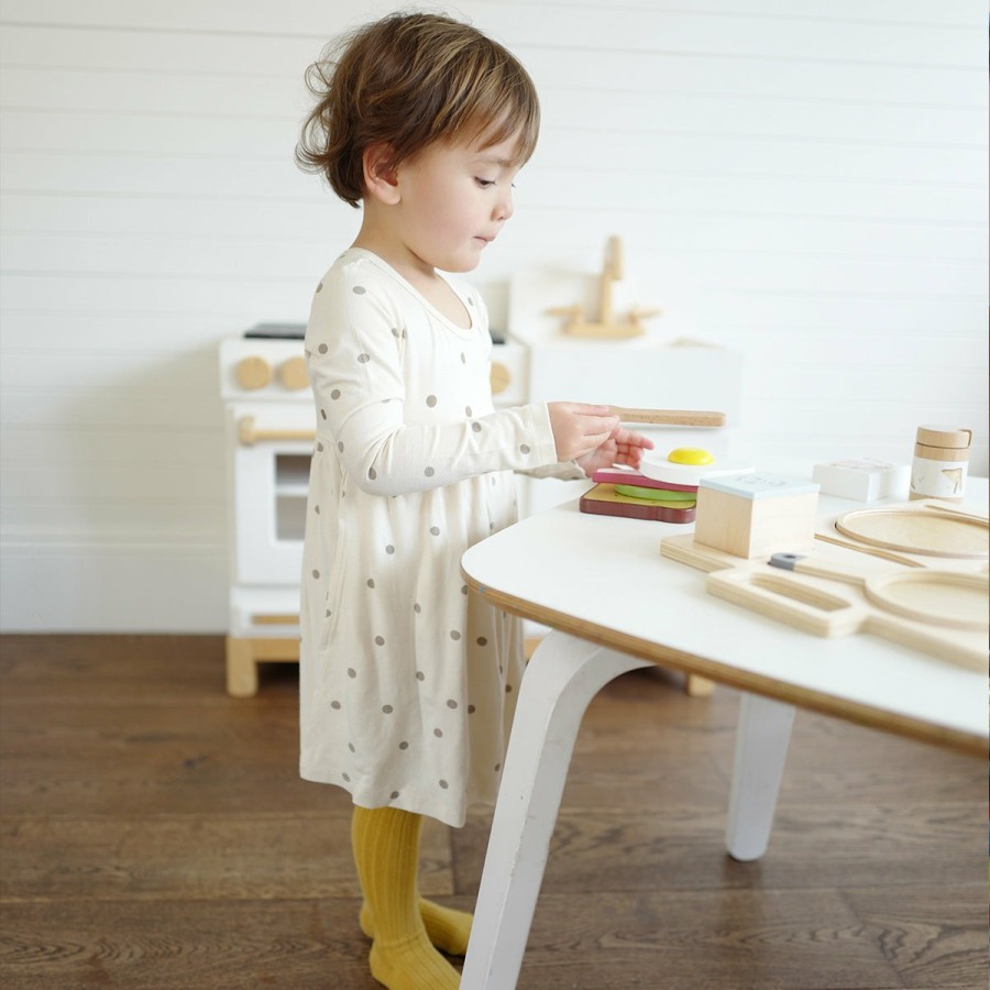 Clothing & Accessories HART + LAND Dresses & Bubbles | Toddler/Big Kid Bamboo Long Sleeve Dress- Polka Dots