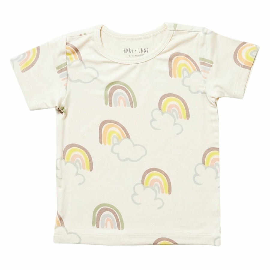 Clothing & Accessories HART + LAND Tops | Baby/Toddler/Big Kid Bamboo Short Sleeve Crew Tee- Rainbows