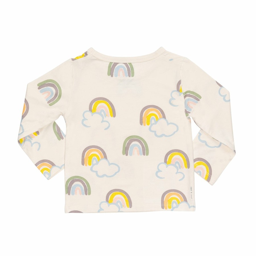 Clothing & Accessories HART + LAND Tops | Baby/Toddler/Big Kid Bamboo Long Sleeve Crew Tee- Rainbows