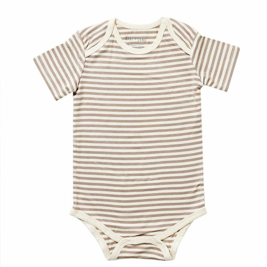 Clothing & Accessories HART + LAND Onesies & Rompers | Baby/Toddler Bamboo Short Sleeve Lap Shoulder Bodysuit- Simple Stripe