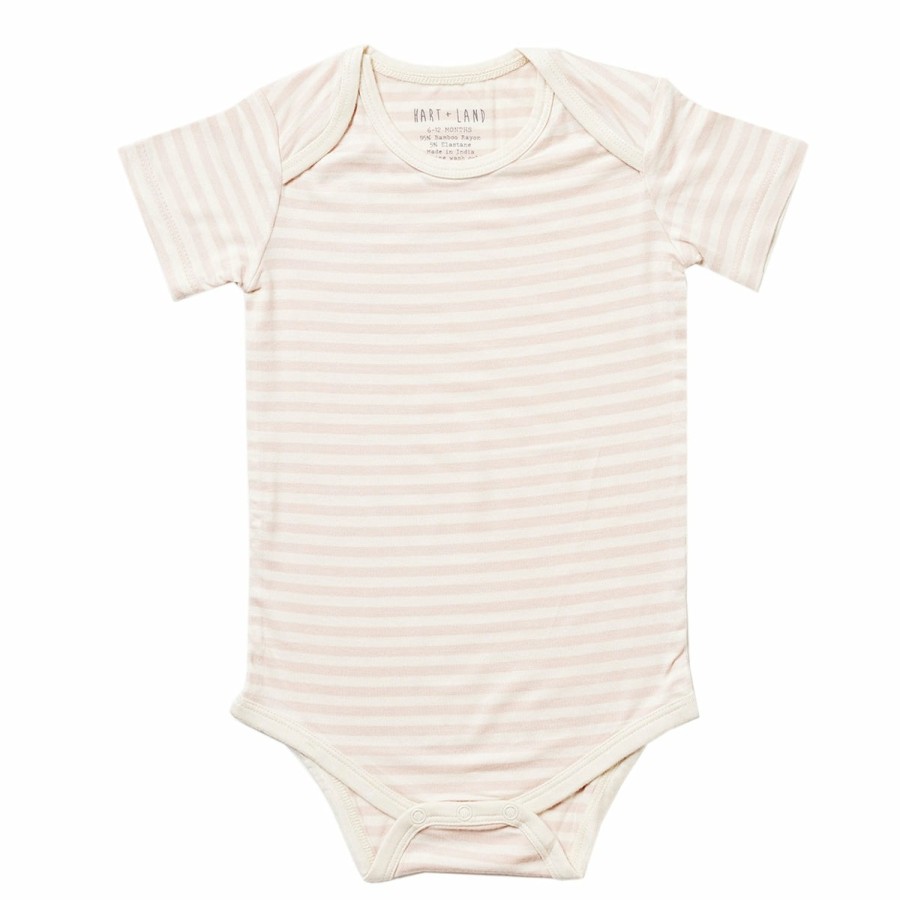 Clothing & Accessories HART + LAND Onesies & Rompers | Baby/Toddler Bamboo Short Sleeve Lap Shoulder Bodysuit- Simple Stripe