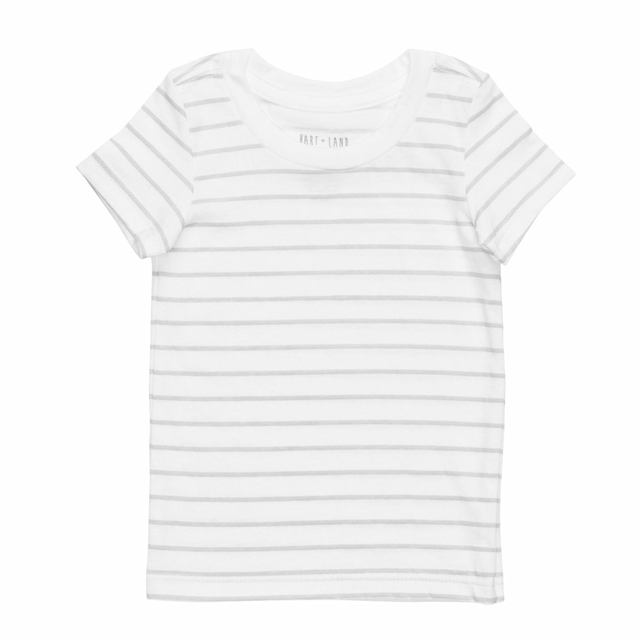 Clothing & Accessories HART + LAND Tops | Baby/Toddler/Big Kid Organic Short Sleeve Crew Tee - Stripe