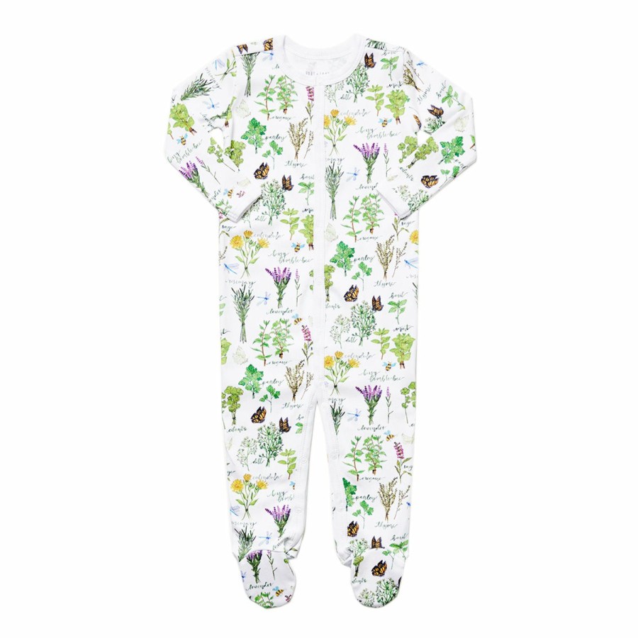 Clothing & Accessories HART + LAND | Baby/Toddler Organic Pima Cotton Footed Bodysuit Pj - Herb Garden