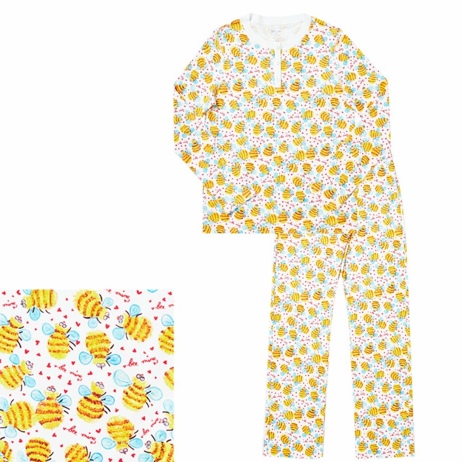 Clothing & Accessories HART + LAND | Women'S Organic Pima Cotton Pj Set - Bee Mine