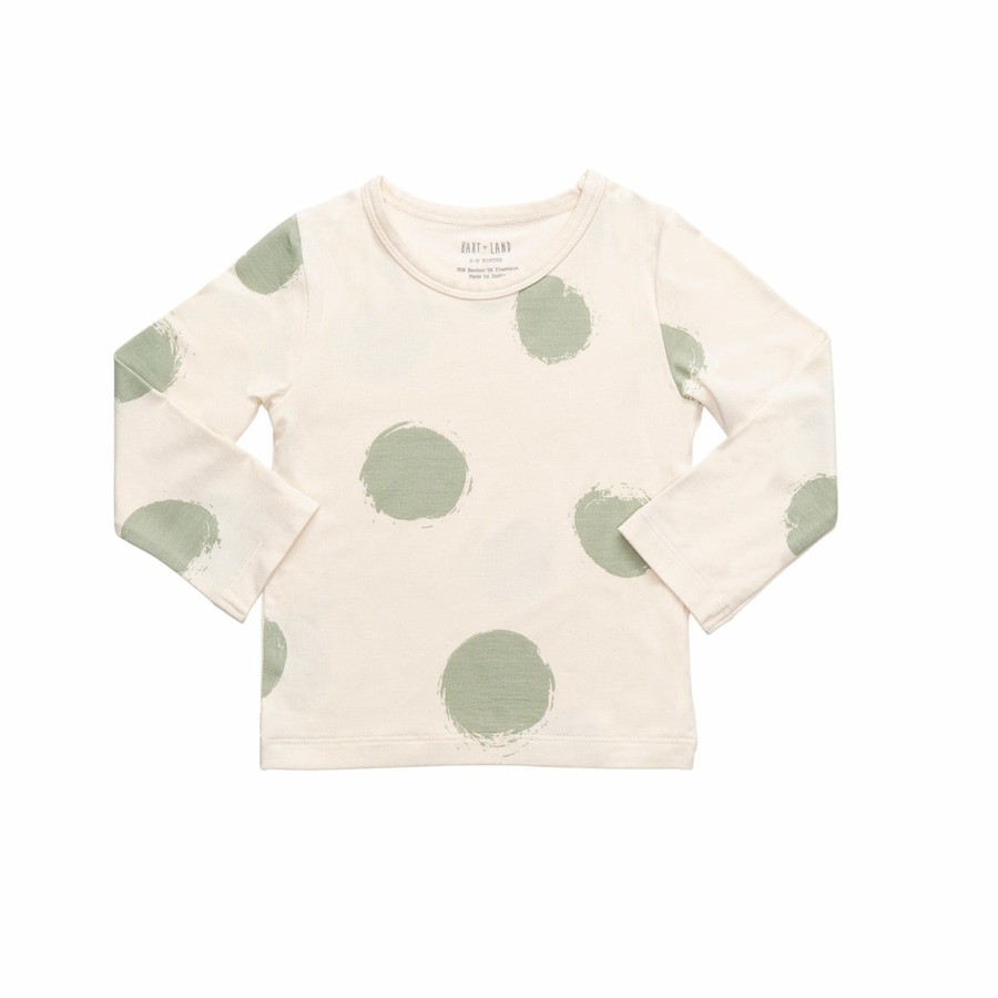 Clothing & Accessories HART + LAND Tops | Baby/Toddler/Big Kid Bamboo Long Sleeve Crew Tee- Organic Dots