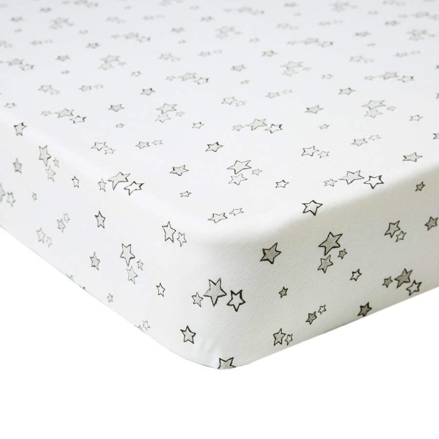 Home HART + LAND | Organic Fitted Crib Sheet- Galaxy Stars