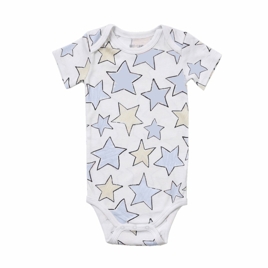 Clothing & Accessories HART + LAND Onesies & Rompers | Baby/Toddler Organic Short Sleeve Lap Shoulder Bodysuit - Large Star