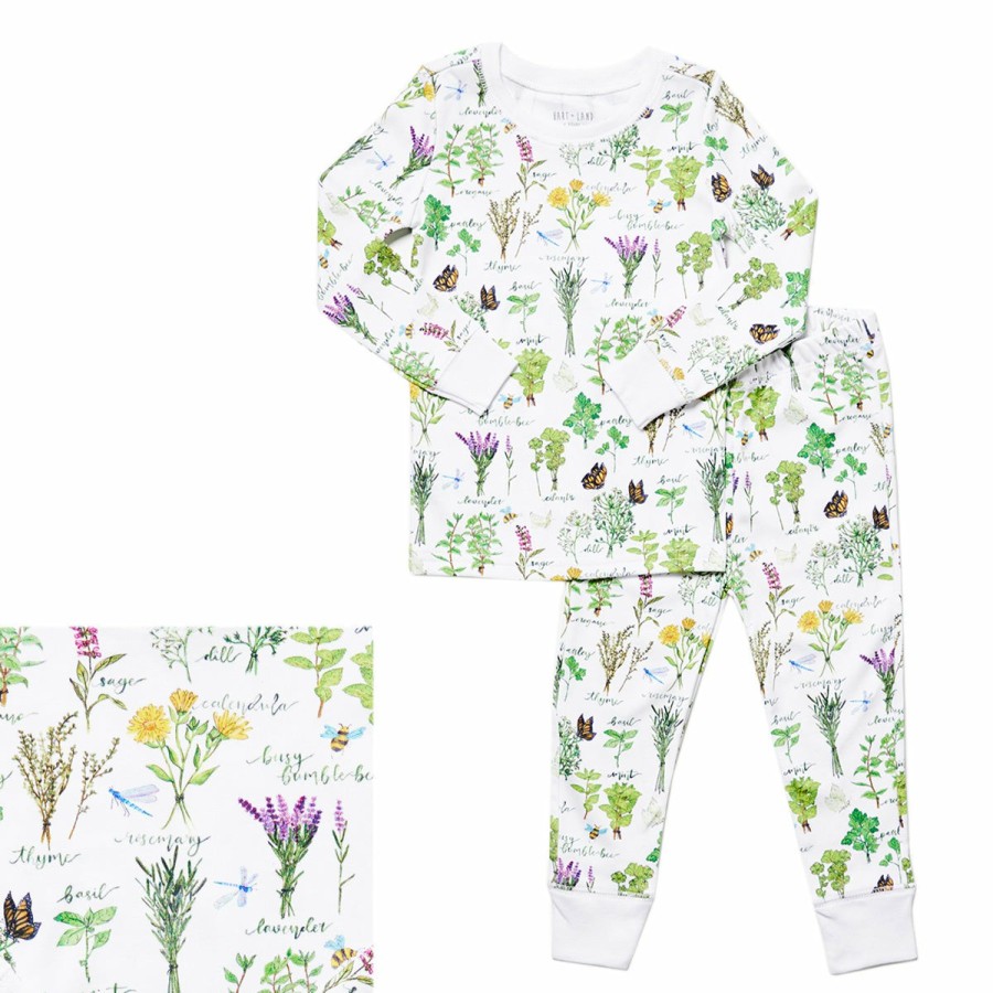 Clothing & Accessories HART + LAND | Toddler/Big Kid Organic Pima Cotton Pj Set - Herb Garden