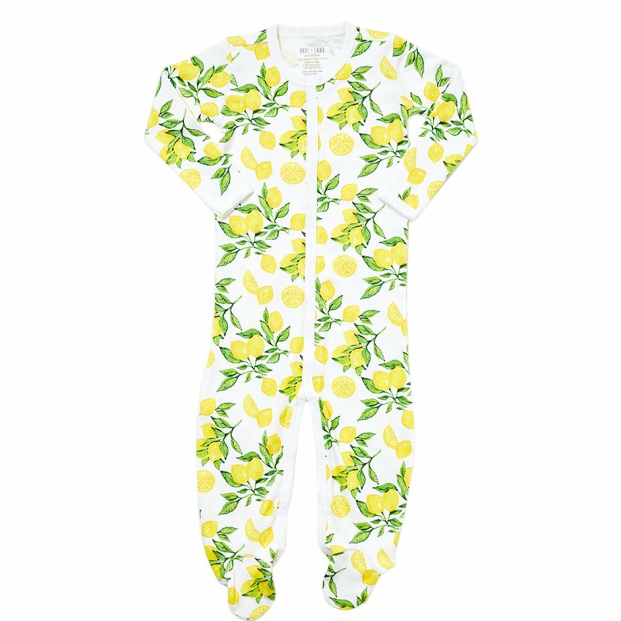 Clothing & Accessories HART + LAND | Baby/Toddler Organic Pima Cotton Footed Bodysuit Pj- Lemon Zest